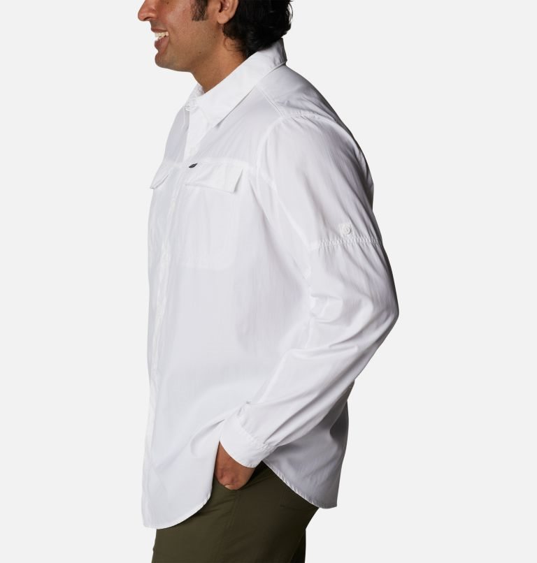 Men's Columbia Silver Ridge 2.0 Long Sleeve Shirts White | Plus Size CA-C0651